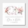 Wedding Card Personalised Dusky Pink Floral Initials, thumbnail 1 of 2