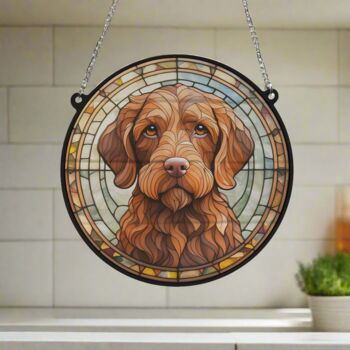 Vizsla Wirehaired Stained Glass Effect Suncatcher, 4 of 6