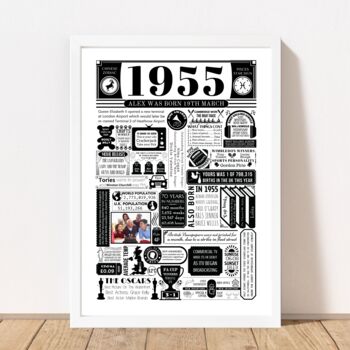 1955 Personalised 70th Birthday Photo Print, 2 of 6