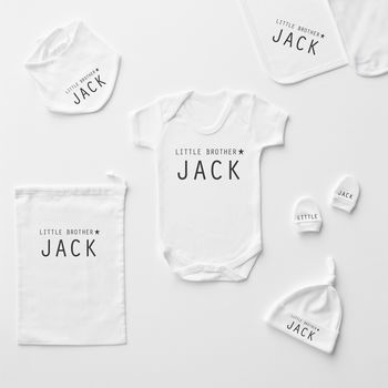 Little Brother Personalised Short Sleeve Babygrow, 4 of 12