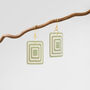 Green And Cream Geometric Rectangle Earrings • Gold Plated Sterling Silver Hooks, thumbnail 3 of 9
