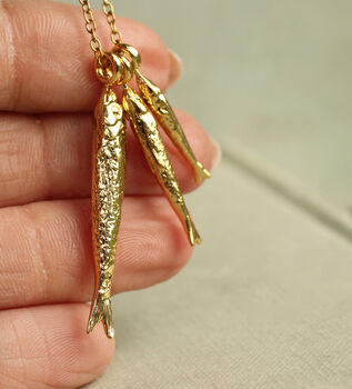 Gold Sardine Fish Necklace, 2 of 7