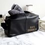 Personalised Message Luxury Faux Leather Black Wash Bag, thumbnail 3 of 7