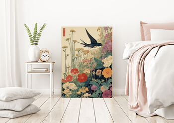 Japanese Swallow Landscape Art Print, 5 of 5