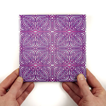 Pink Purple Geometric Rhododendron Flower Tiles, 9 of 12