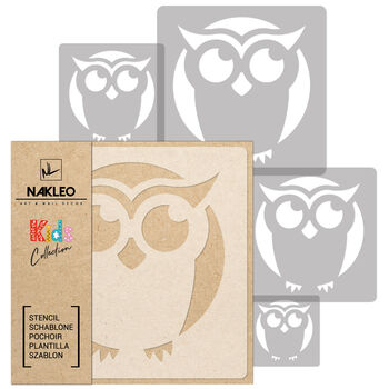 Reusable Plastic Stencils Five Pcs Owl With Brushes, 2 of 5