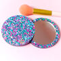 Blue Pink Confetti Glitter Pocket Mirror, thumbnail 3 of 6