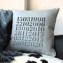 Personalised Memorable Dates Typographic Cushion, thumbnail 4 of 6