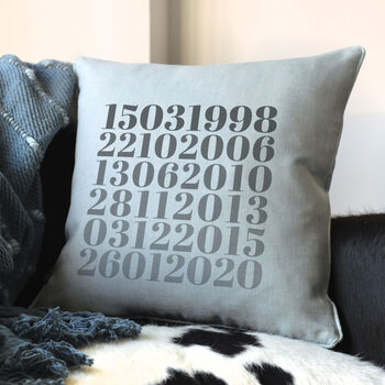 Personalised Memorable Dates Typographic Cushion, 4 of 6