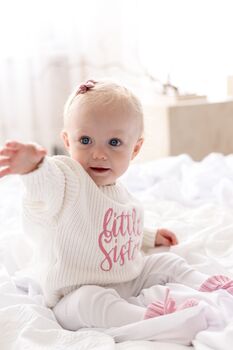 Embroidered Big/Little Sibling Knitted Jumpers, Brother And Sister Available, 5 of 12