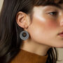 Black And White Stripey Circular Earrings, thumbnail 2 of 6