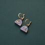 Mini Moon Rising Arc Hoops In Lilac Or Merlot Marble, thumbnail 2 of 6