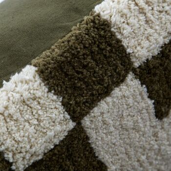 Chess Cushion Cover In Green Off White 50x50cm, 3 of 4