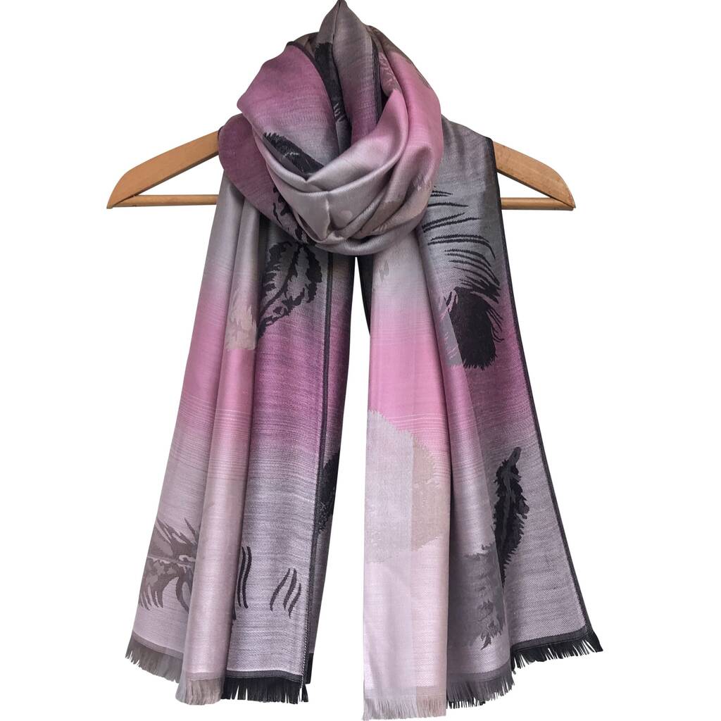 Reversible 'Feathers' Pashmina Scarf By Wonderland Boutique