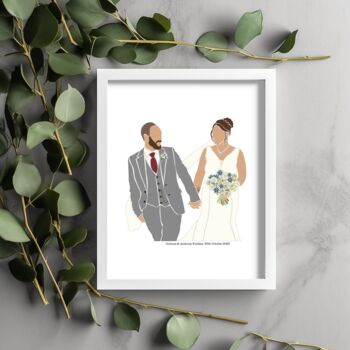 Personalised Wedding Portrait Print Wedding Gift, 5 of 12