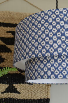Ella Ikat Blue Linen Tiered Drum Lampshade, 2 of 2