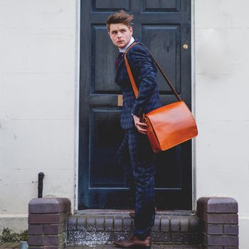 Personalised Leather Messenger Bag For Men ' Ryton ', 5 of 12