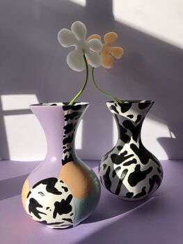 Cow Print Hand Painted Flute Vase, 5 of 8