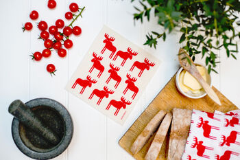 Christmas Reindeer Dischloth And Tea Towel Gift Set, 3 of 5