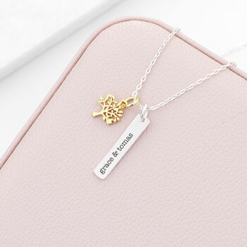 Personalised Tree Of Life Vertical Bar Necklace, 6 of 10