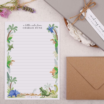 A5 Personalised Letter Writing Paper Dinosaur Jungle, 2 of 4