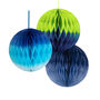 Three Blue And Green Ombre Paper Honeycomb Decorations, thumbnail 2 of 2