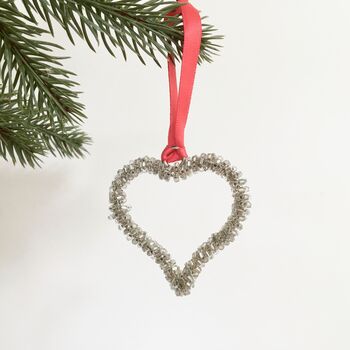 Silver Beaded Heart Decoration, 4 of 5