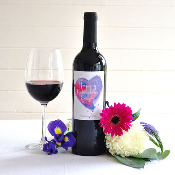 Personalised Watercolour Heart Premium Wine Bottle, 2 of 8