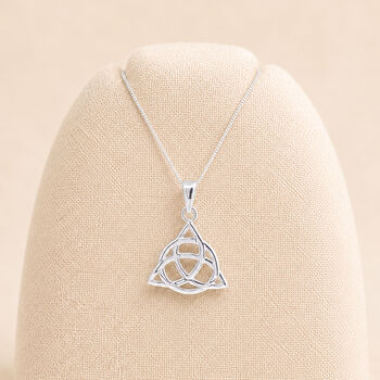 Personalised Sterling Silver Celtic Triquetra Trinity Knot Pendant Necklace, 4 of 11