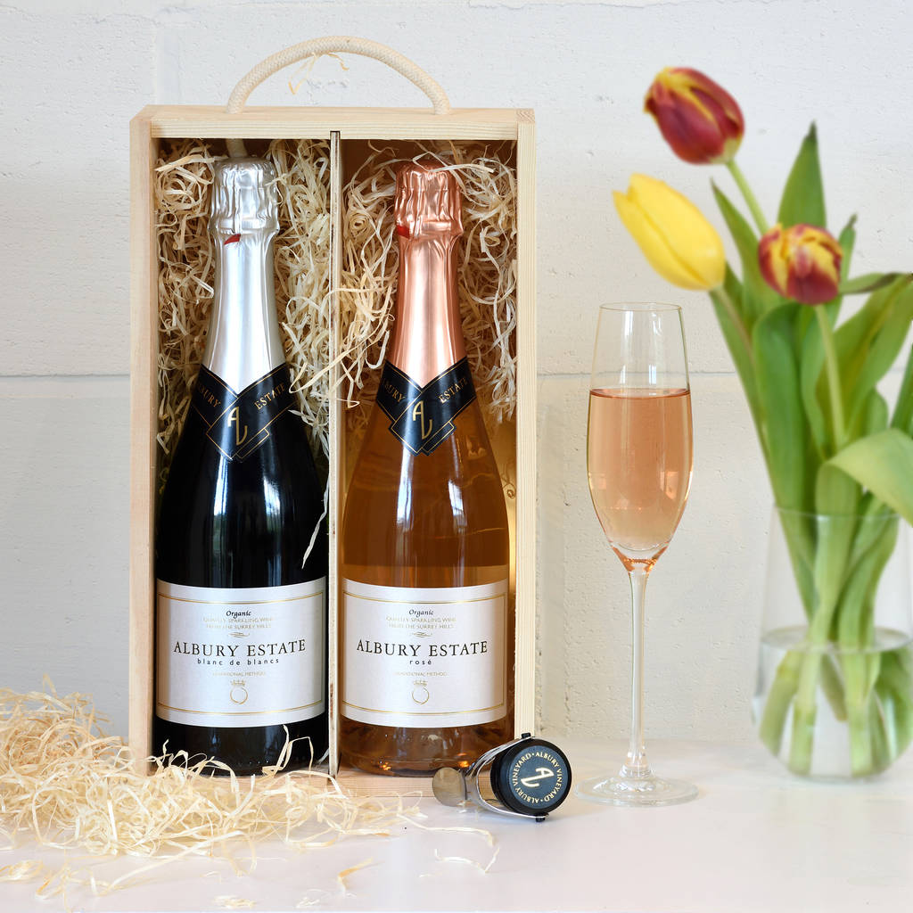 english sparkling wine lovers gift box by albury organic vineyard