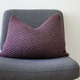 Hand Knit Pebble Stitch Cushion In Aubergine, thumbnail 1 of 6