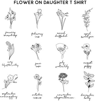 Mummy/Daughter Personalised Birth Flower T Shirt Set, 4 of 6
