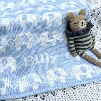 Personalised Knitted Elephant Baby Blanket, 3 of 11
