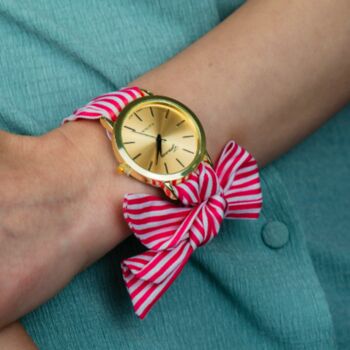 Brown Stripe Cloth Summer Boho Women Wristwatch, 5 of 8