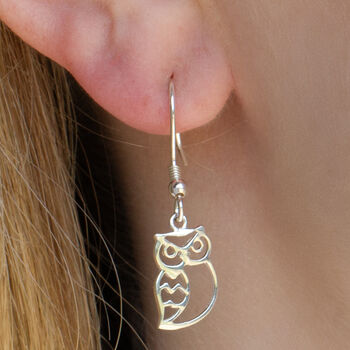 Sterling Silver Owl Earrings, 2 of 7