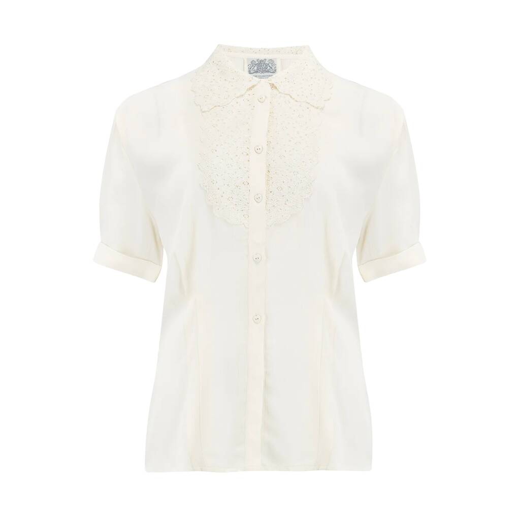 Lacey Blouse In Cream Vintage 1940s Style By The Seamstress of Bloomsbury