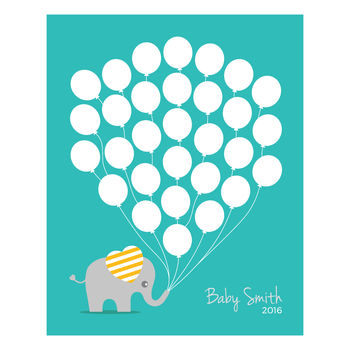 Elephant Personalised Baby Shower Guest Book Print, 2 of 5