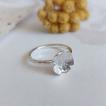 Small Daisy Ring Pressed Flower Sterling Silver, 3 of 6