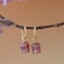 Strawberry Quartz Lily Twisted Huggie Hoop Earrings, thumbnail 6 of 11