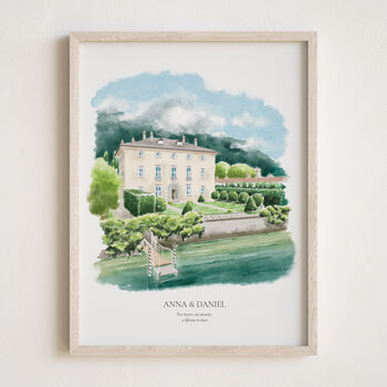 Personalised Wedding Church Watercolour Hand Drawn Sketch – Couple Gift, 5 of 12