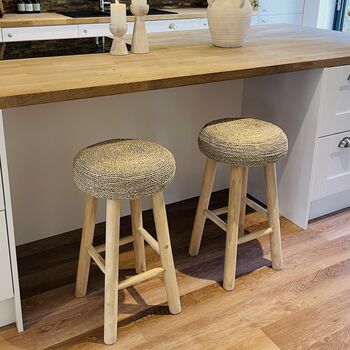 Wooden Bar Stool With Wicker Seat Ardennes, 2 of 8