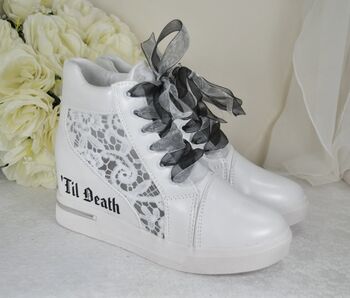 Personalised Lace Wedge Trainers, 2 of 4