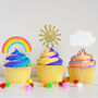 Rainbow, Cloud And Sparkly Sun Cupcake Toppers, thumbnail 1 of 4