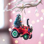 Christmas Red Tractor With Tree Bauble, thumbnail 1 of 2