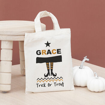 Personalised Cotton Halloween Trick Or Treat Bag, 4 of 12
