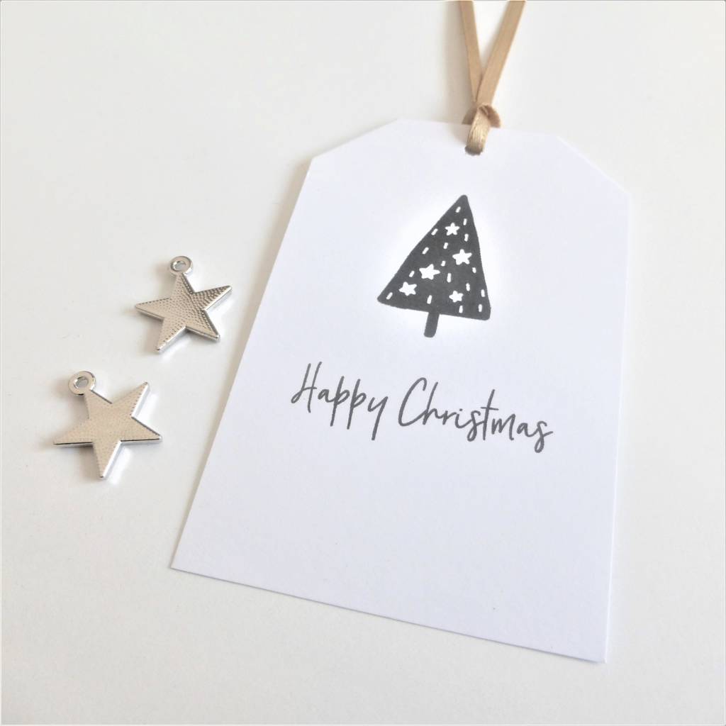 White Christmas Gift Tags Starry Tree By EdgeInspired