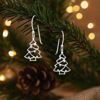 Sterling Silver Christmas Tree Earrings, 7 of 7