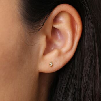 Tiny Stud Diamond April Birthstone Gold Plated Earrings, 3 of 4