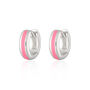 Neon Pink Candy Stripe Huggie Earrings, thumbnail 4 of 6