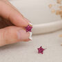Sterling Silver Pink Star Stud Earrings – 5mm, thumbnail 1 of 10